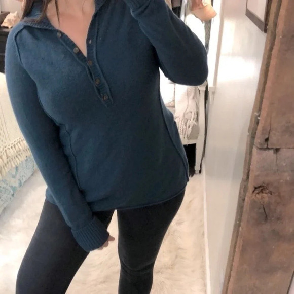 SOFT Surroundings size medium cotton, angora, cashmere blend teal sweater - Picture 3 of 8